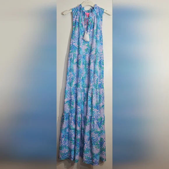 Lilly Pulitzer NWT Malone Maxi Dress Las Olas Aqua Strong Current Sea - Picture 5 of 5
